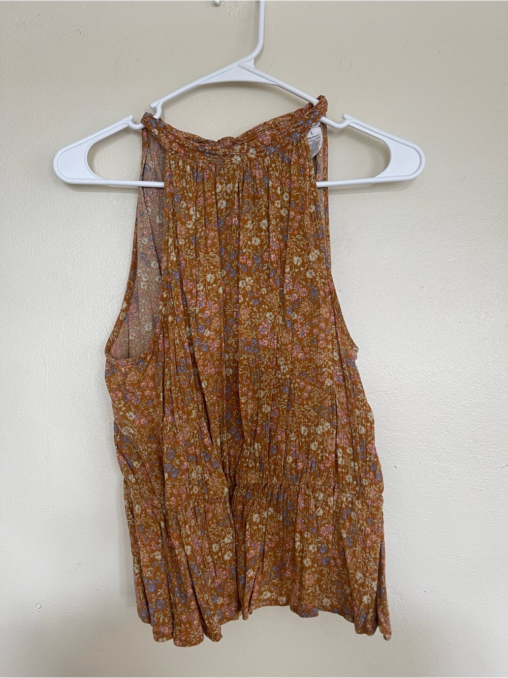 Rust Floral Halter Tank Top